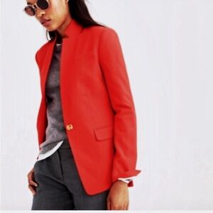J.Crew Regent Wool Single Button Blazer - Brilliant Red, Size 0